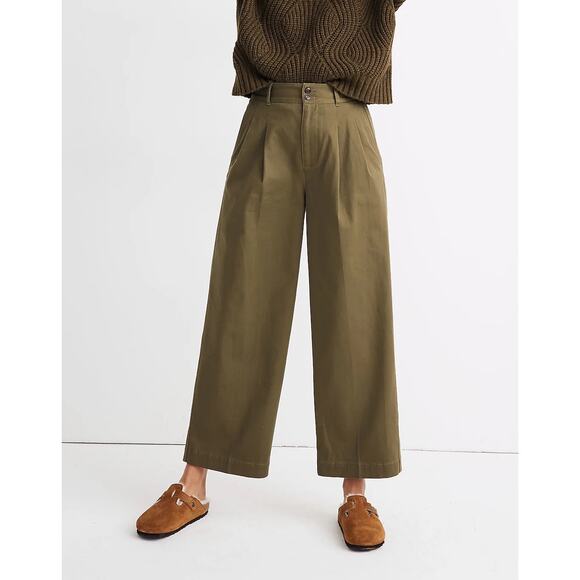 Madewell Black Pleated Wide Leg Linen Blend Pants Size 4P NWT - Picture 2 of 11